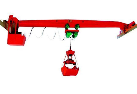 Gru a ponte singola trave con gru a benna